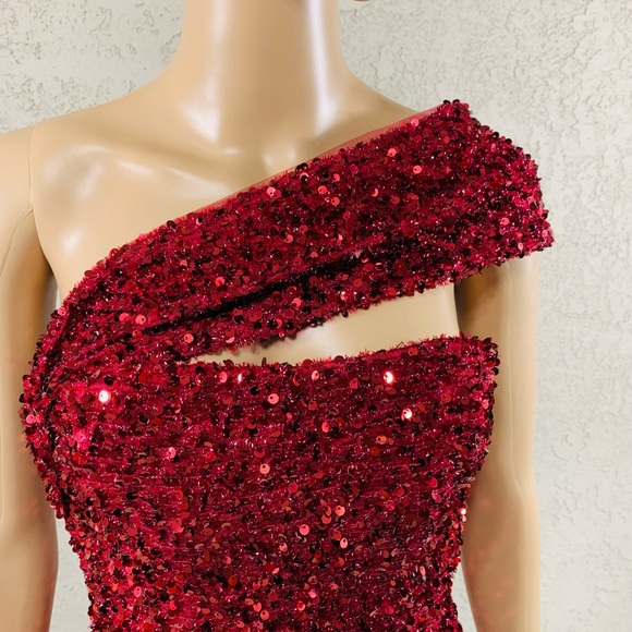 NWT GB Social Sequin One Shoulder Mini Dress - Picture 4 of 11